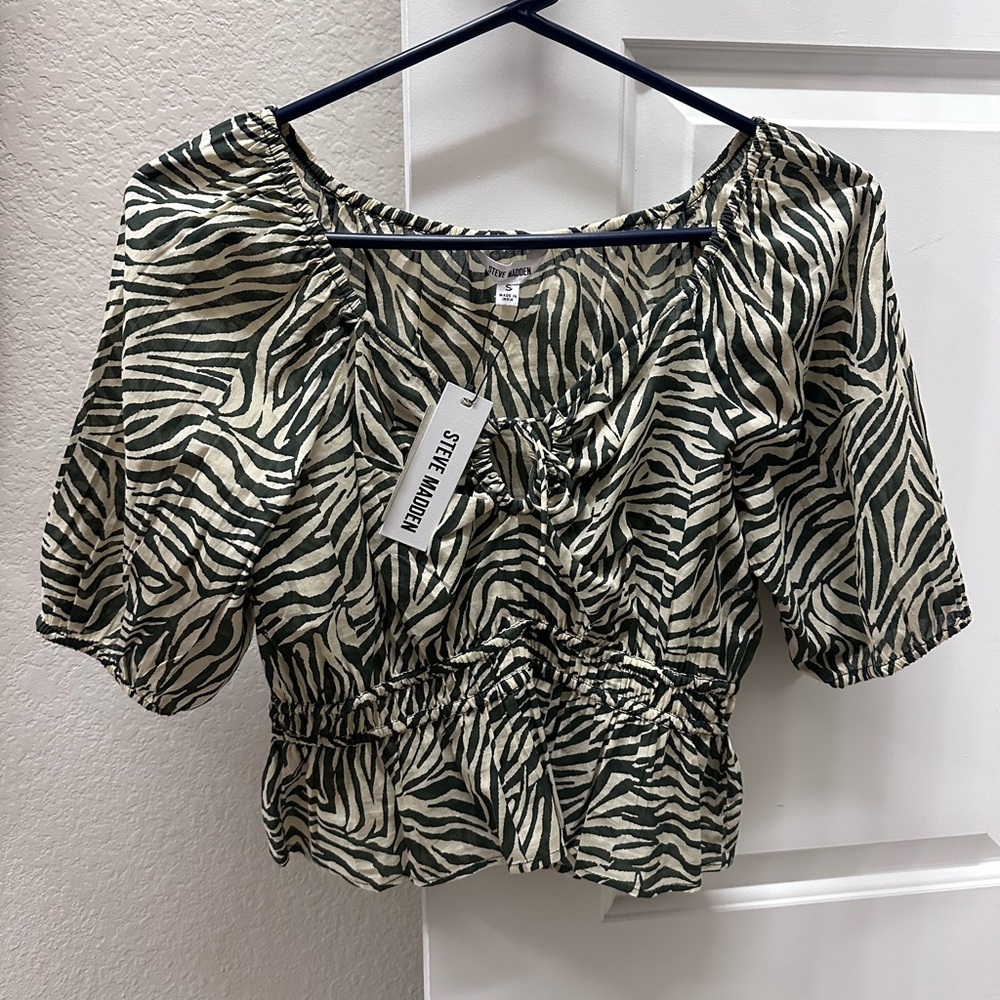 Steve Madden Zebra Stripe Puff Sleeve